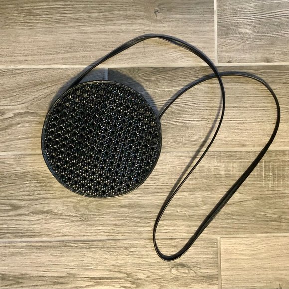 Elizabeth and James Designer Black Woven Crossbody Shoulder Bag Purse - Picture 3 of 5